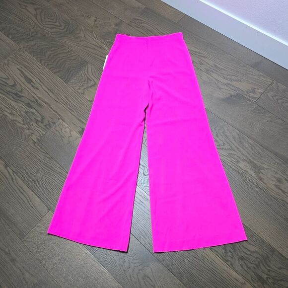 🆕️ Jay Godfrey Churchill Wide Leg Front Slit Dress Pants in Bright Fuchsia Pink - Picture 7 of 12
